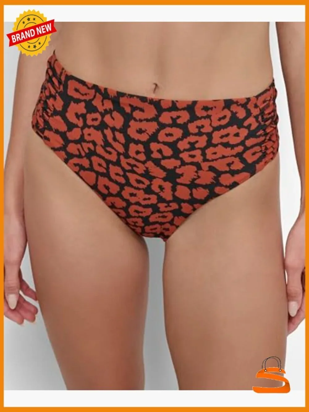 U-Wire Bikini Set with Tummy Control, Mid Rise Shirred Bottoms, Size Medium